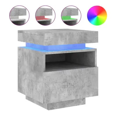 (concrete grey) vidaXL Bedside Cabinets with LED Lights Nightstand Bed Table Side Cabinet