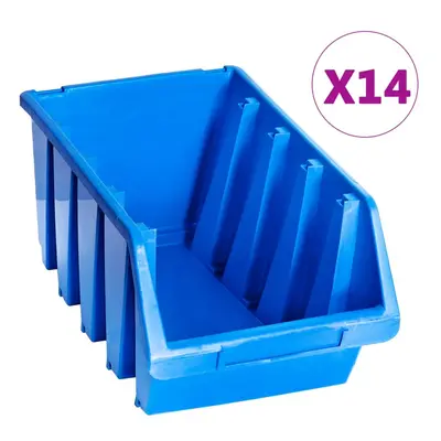 vidaXL Stacking Storage Bins Storage Basket Storage Box pcs Blue Plastic