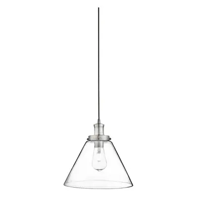 Searchlight Pyramid Light Pendant Satin Silver Clear Pyramid Glass Shade