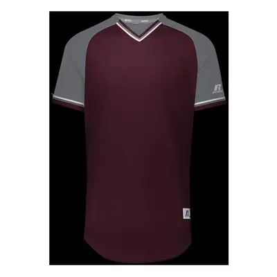 Russell R01X3M.08R.M Adult Classic V-Neck Jersey - Maroon, Steel & White - Medium