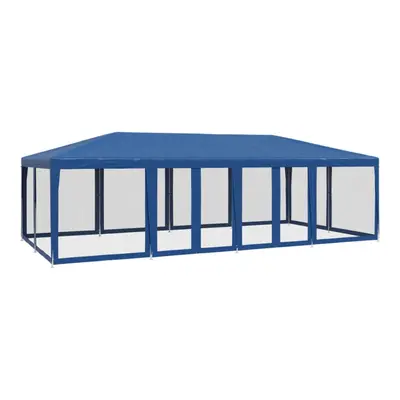 vidaXL Party Tent with Mesh Sidewalls Party Gazebo Canopy Marquee Blue HDPE