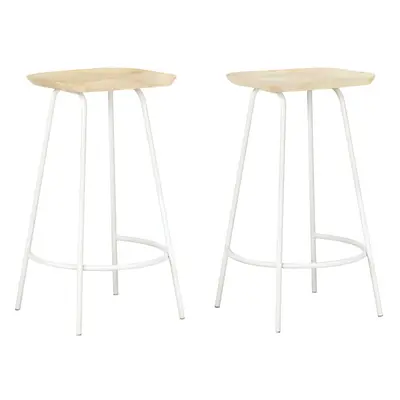 vidaXL 2x Solid Mango Wood Bar Stools Home Furniture Counter Pub Bistro Chairs