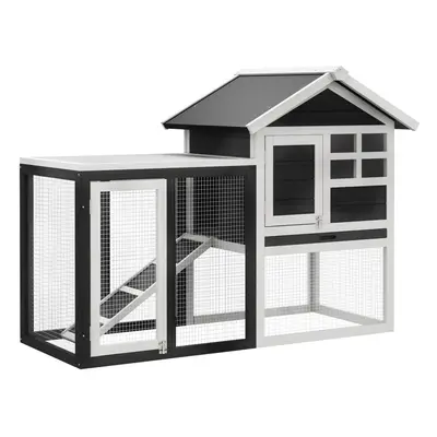 PawHut 122cm Wooden Rabbit Hutch Bunny Cage Pet House with Tray Ladder Run