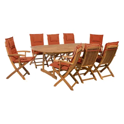 Garden Dining Set MAUI Acacia Wood 160/220x100x74 cm Dark Red