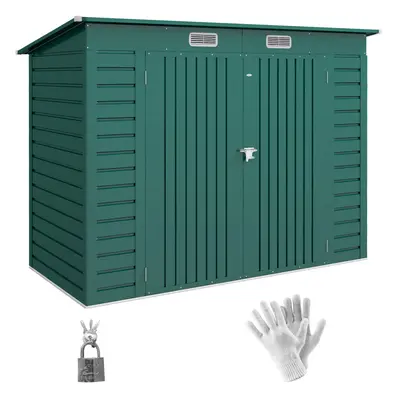 Outsunny x 4FT Metal Garden Storage Shed with Double Doors, Green