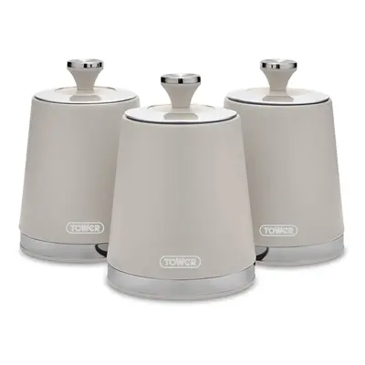 Tower T826131MSH Cavaletto Set of Canisters, Carbon Steel, Latte