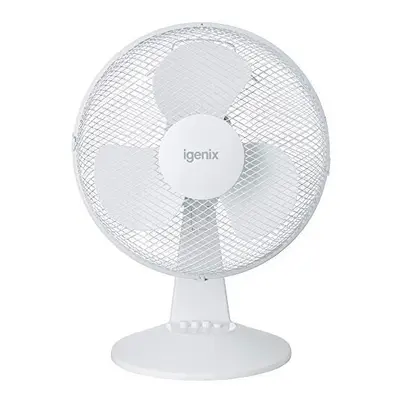 Igenix DF1210 Portable Desk Fan, Inch, Speed, Quiet Operation, Oscillating, Desktop/Bedside Fan,