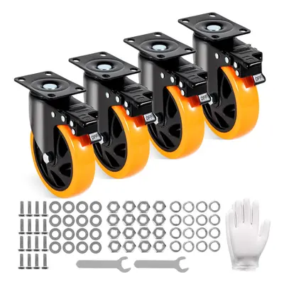 VEVOR Caster Wheels 5inch Swivel Plate Casters Set of with Security AB Locking No Noise PVC Whee