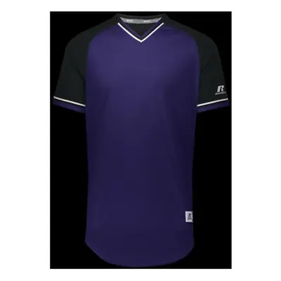 Russell R01X3M.497.S Adult Classic V-Neck Jersey - Purple, Black & White - Small