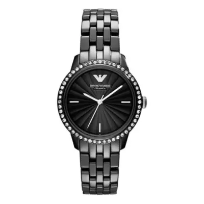 NEW EMPORIO ARMANI AR1478 CERAMIC LADIES WATCH BLACK SVAROWSKI