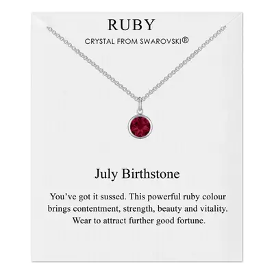 July (Ruby) Birthstone Necklace Created with Swarovski Crystals