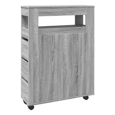 (grey sonoma) vidaXL Narrow Bathroom Cabinet with Wheels Storage Cupboard Engineered Wood