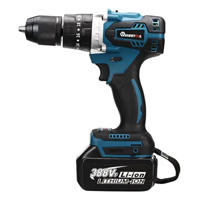 (One Battery EU Plug) 520N.m 4000rpm In Electric Cordless Hammer Impact Drill Screwdriver w/LED 