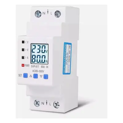 (80A) Din Rail Adjustable Over Under Voltage Protective Device Current Limit Protection Voltmete