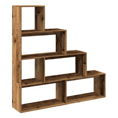 (old wood, 143.5 x x 143.5 cm) vidaXL Room Divider Bookcase Bookshelf 4-Tier Shelf Book Rack Eng