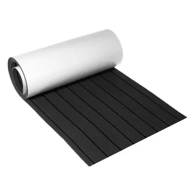 2400x450x6mm EVA Foam Faux Teak Boat Flooring Decking Sheet Pad Dark Grey and Black Line