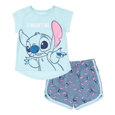 Disney Lilo & Stitch Big Girls T-Shirt and French Terry Shorts Outfit Set Blue