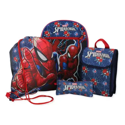 Marvel Spider-Man Boys 16"" Backpack piece School Set (One Size Blue/Red)