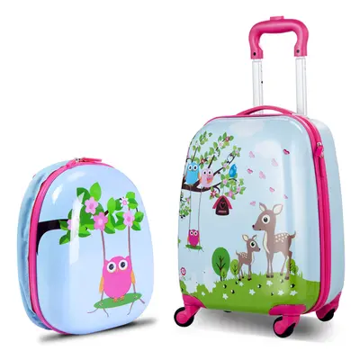 2Pcs 12" 16" ABS Kids Suitcase Backpack Luggage Set Lightweight