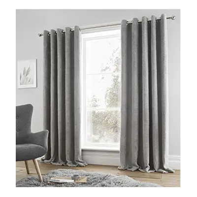 Catherine Lansfield Sherpa Curtains 66x54 Inch Grey