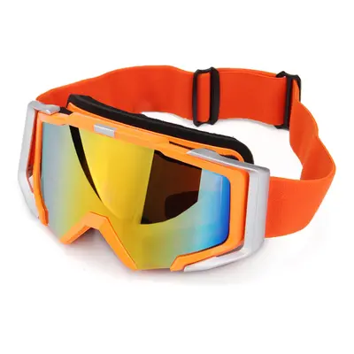 (Orange) Outdoor Skiing Skating Goggles Snowmobile Glasses Windproof Anti-Fog UV Protection For 