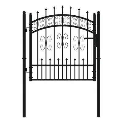 (103 x cm) vidaXL Fence Gate with Spear Top Black Powder-coated Steel Fence Multi Sizes