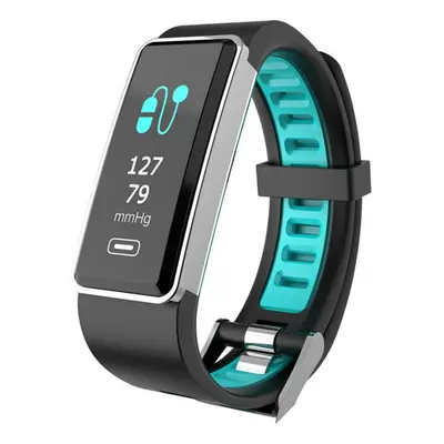 (Cyan) Real-time Blood Pressure HR Monitor Multi-Sport Fitness Tracker Long Standby Smart Watch 