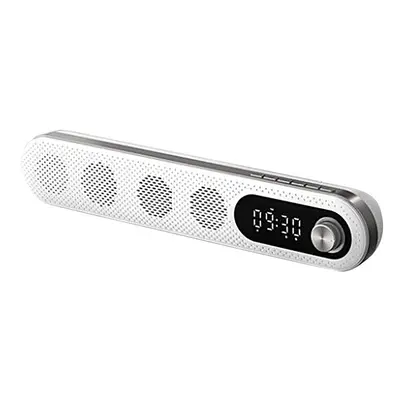 (White) Wireless USB Desk Bluetooth Speaker Soundbar with Dual Alarm Clock FM Function Temperatu