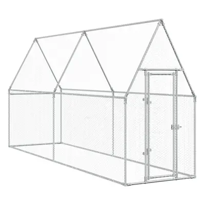 vidaXL Chicken Cage Farm Chicken Coop Chicken Run Cage Silver Galvanised Steel