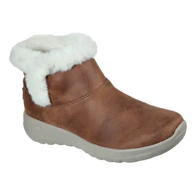 (UK 4, Chestnut) Skechers Womens On-The-Go Joy Endeavor Water Repellent Faux Fur Boots