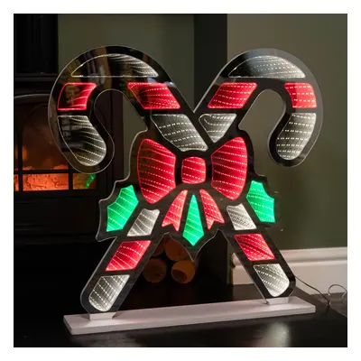 60cm Infinity Light up Candy Canes Display Christmas Decoration with Multi-Coloured LEDs on Base