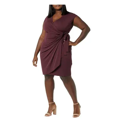 Womens Plus Size classic cap Sleeve Wrap Dress (Available in Plus Size), Burgundy, X-Small