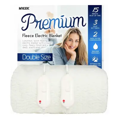 (Fleece, Double) Mylek Heated Electric Blanket Machine Washable