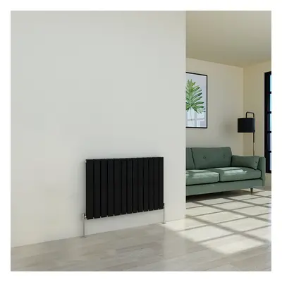 (600 x 886mm Double, Black) Flat Panel Designer Radiator