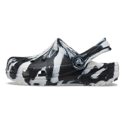 Crocs Kids' Classic Marbled Tie Dye Clog Black/White Toddler