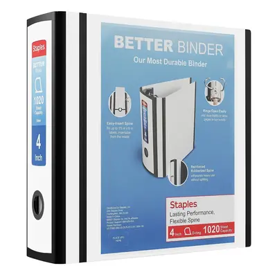 Staples Better 4-Inch Ring View Binder White