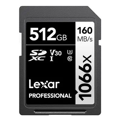 Lexar 512GB Professional 1066x SDXC Memory Card UHS-I C10 U3 V30 Full-HD & 4K Video Up To 160MB/