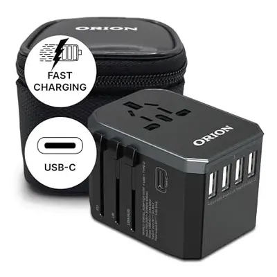 ORION Universal Travel Adapter Worldwide with USB Ports 5.6 A Type C Fast Charging Port US Europ