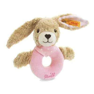 Steiff Hoppel Rabbit Grip Toy with Rattle (Pale Pink, 12cm)