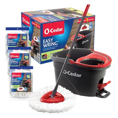 (RinseClean Spin Mop & Bucket) Cedar, easy-to-use ring extra refills, spin mop and bucket extra 