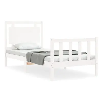 (white, x cm) vidaXL Bed Frame Bed Base Platform Bed with Headboard King Size Solid Wood