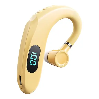 (Yellow) Business Wireless Bluetooth Headset With Digital Display Earpiece Sports Ear Hook Heads