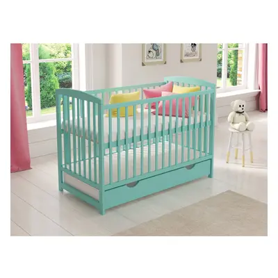 (Mint) Jacob | Cot Bed 120x60cm with drawer & Aloe Vera mattress