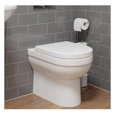 Back to Wall Ceramic Toilet WC Bathroom Pan Cloakroom with Soft Close Seat White