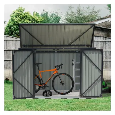 190cm W Bike Shed Black Tool Shed Steel Storage with Lockable Doors