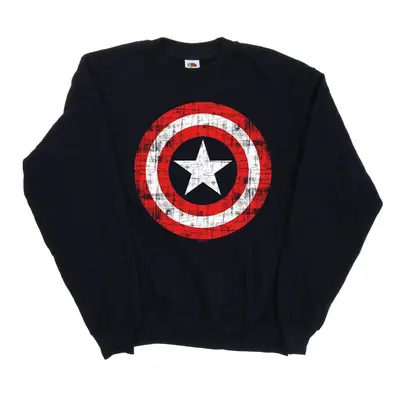 (5XL, Navy Blue) Marvel Mens Avengers Captain America Scratched Shield Sweatshirt