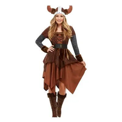 Womens Viking Barbarian Queen Fancy Dress Costume Size