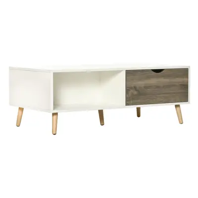 HOMCOM Modern Coffee Tables for Living Room w/ Storage Shelves, White