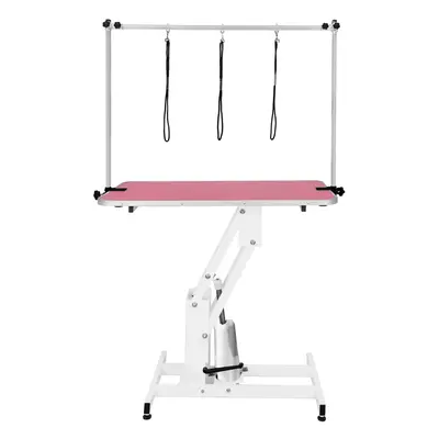 Hydraulic Pet Dog Grooming Table Height Adjustable H Bar Pink Top