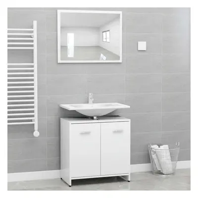 vidaXL Bathroom Furniture Set White Chipboard Washroom Cabinet Unit Organiser